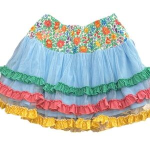 Matilda Jane Garden Party Tiered Ruffle Skirt Blue Yellow Pink
